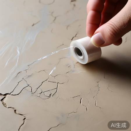 检查裂缝，用胶带修补