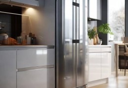 餐边柜带冰箱窗帘设计，打造完美厨房空间