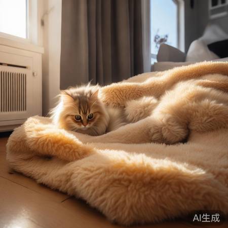 空调季,防猫着凉披毯子