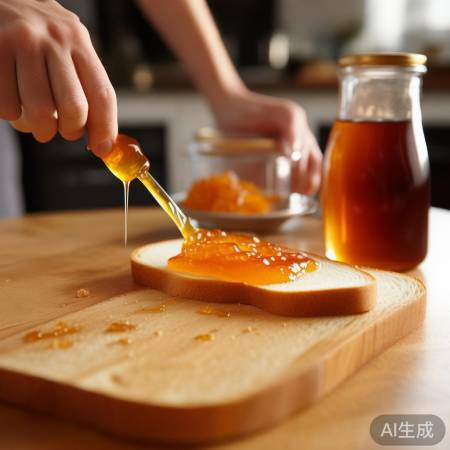 涂抹果酱巧克力的面包