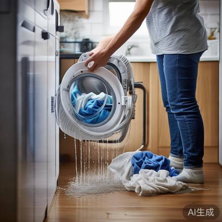 洗衣机操作完毕,拔管晾衣结束