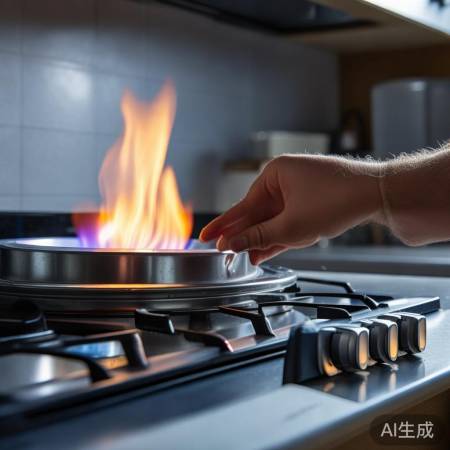 燃气灶调旋钮，观察火焰找角度