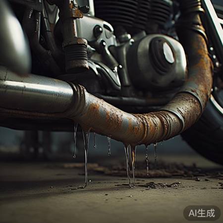 排气管老化，密封圈失效。