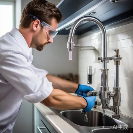 接通冷水，拧紧管道