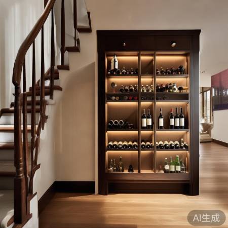 楼梯口红酒柜,精致收纳
