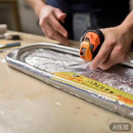 测量铝箔管长度，留余量方便安装