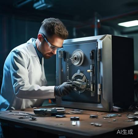 开锁师检查保险柜并开锁