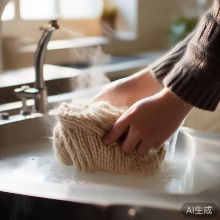 温水泡毛衣，勿烫伤纤维