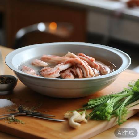 干鱿鱼泡发，腌制入味