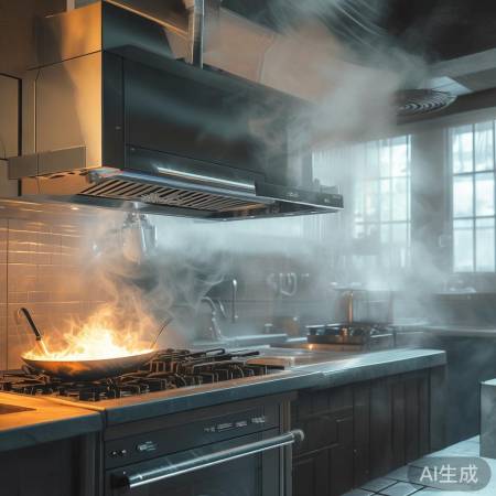 “厨房增压排风管，吸走油烟，保