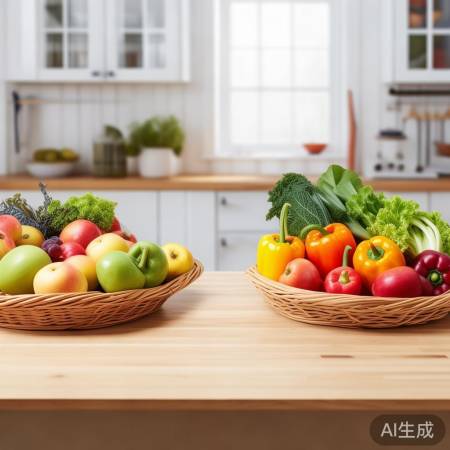 “水果勿与蔬菜同放,易衰老。”