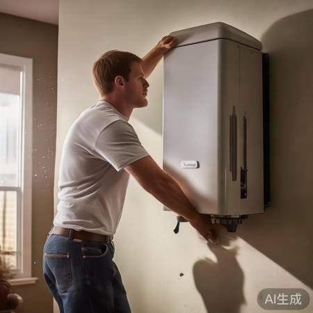 壁挂炉安装,师傅调整固定