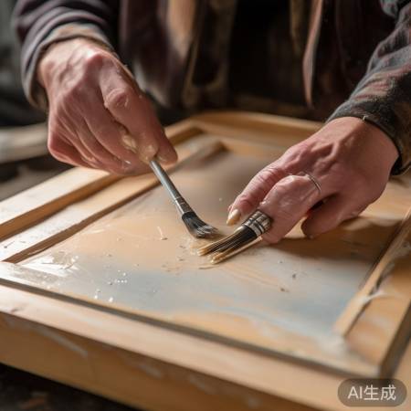 轻刷胶水,勿损油漆