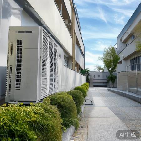 外机远离休息区，噪音影响小