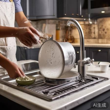 “清洗油烟机过滤网，轻松去油渍