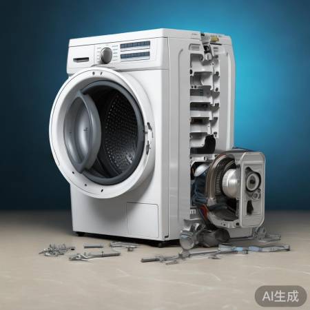 拆解洗衣机，露出内部结构