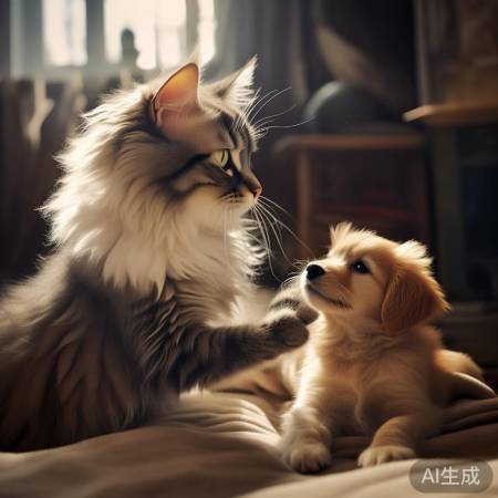 小猫意外举动：扶正小狗头部，背后原因让人感动